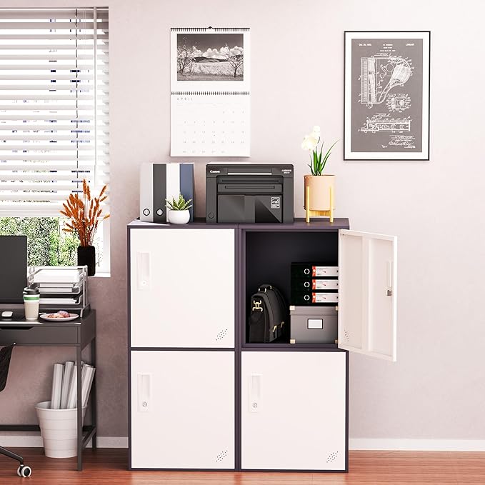 2 Door Vertical Stackable Storage Cabinet with Lock,Anti-Failing Device, Metal Lcoker,Organizer for Office, Home, Gym, School,Employee,Kids. (2D-Grey)