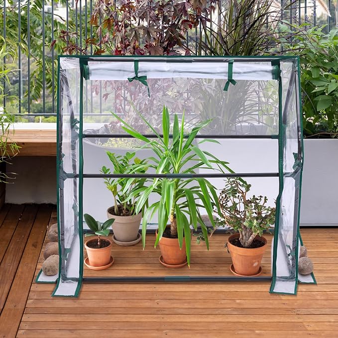 Mini Greenhouse for Indoor Outdoor: Ohuhu Tabletop Portable Green House with Waterproof Pad for Small Plants Nursery Germination, 36"x18"x33" Heavy-Duty Cover Tent Humidity Dome Seedling Accessory