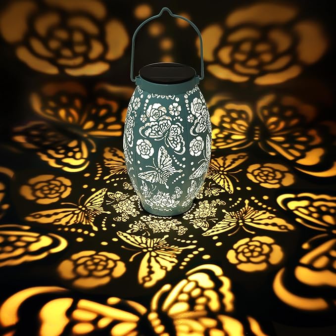 Butterfly Solar Lanterns, Gifts for Women Mom Birthday, Butterfly Decorations for Garden Patio Yard Porch Decor, Hanging Solar Lanterns, Big Metal Butterfly Solar Lights Outdoor Waterproof