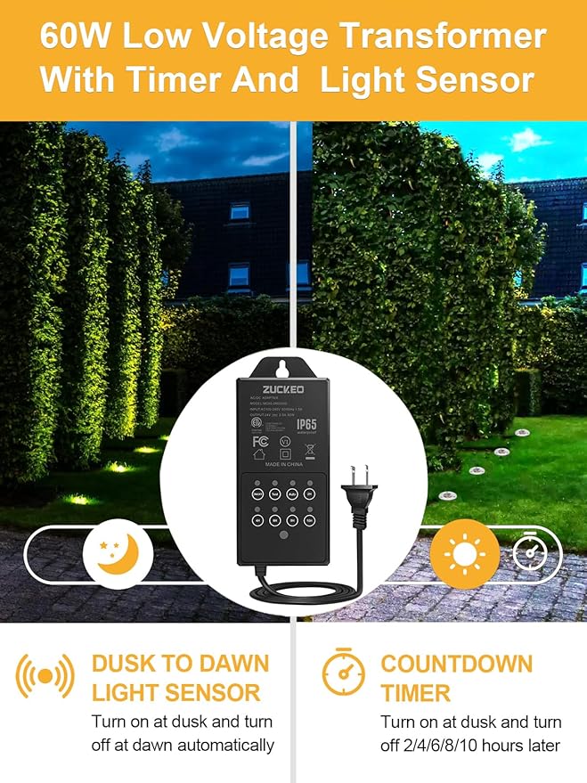 ZUCKEO 16Pack Low Voltage Landscape Lights 3w Well Lights LED In Ground Light with Timer Transformer and Connector, IP67 Waterproof Outdoor Accent Lighting for Yard Garden Pathway Walkway Deck Step