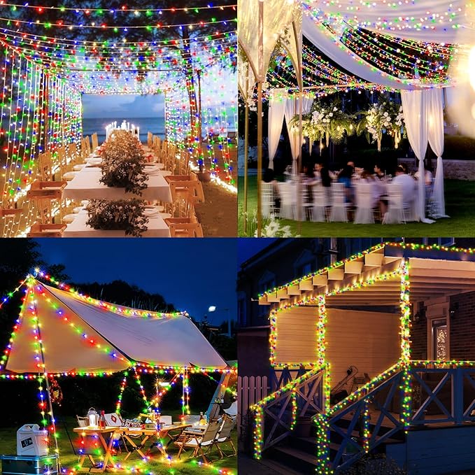 Heceltt 1600 LED 630 FT String Lights Outdoor, 8 Modes Christmas Lights Plug in, IP44 Waterproof Led String Lights with Timer and Memory for Christmas Holiday Wedding Decorations (Multicolor)