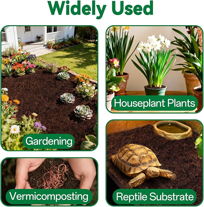 ZeeDix 10 Pcs Compressed Coco Coir Brick for Plants, Premium Organic Coconut Coir Bricks Coco Fiber Substrate Coco Coir Fiber Potting Soil with Low EC and pH Balance for Planting Gardening Reptiles