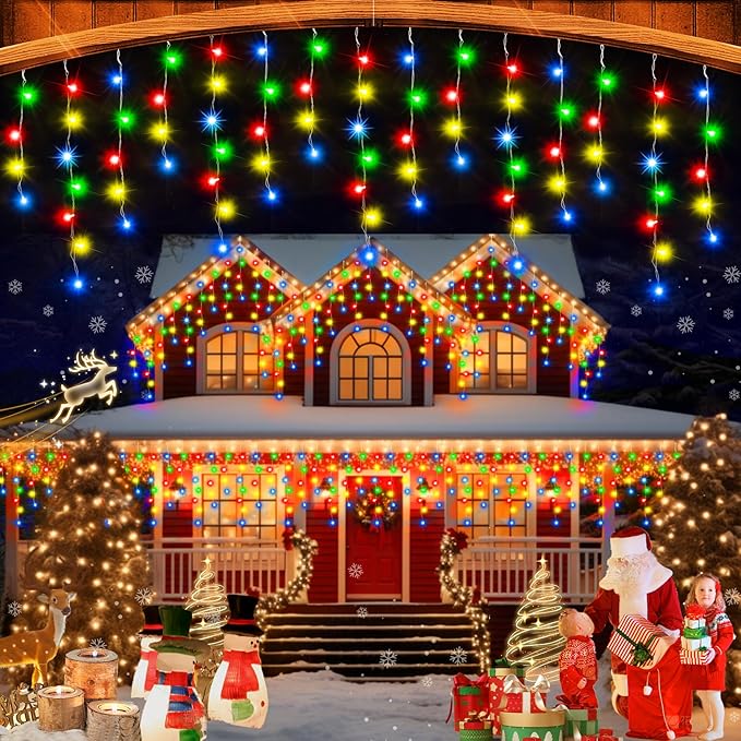 49FT 480LED Christmas Lights Decorations Waterproof 8 Modes Christmas Lights Outdoor with Memory and Timer Fairy Lights Plug-in Christmas String Lights for Holiday Party Wedding Home Roof