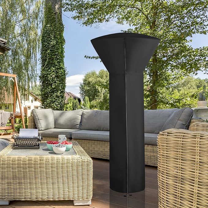 Vailge Patio Heater Covers with Zipper and Storage Bag,Heavy Duty 600D Oxford Waterproof Outdoor Heater Cover Wind-Resistant Dustproof UV-Resistant,Black,89'' Height x 33" Dome x 19" Base
