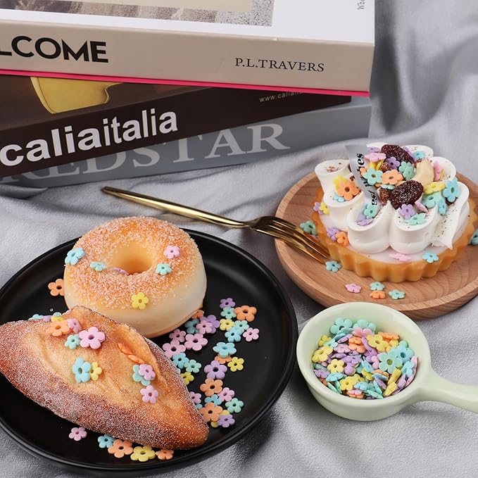Flower Sprinkles Edible Flowers for Cake Decorating, Mix Sizes Confetti Baking Sugar for Cupcake, Cookie, Donut Dessert Decoration, Wedding Party Chirstmas Supplies
