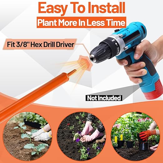 ‎4"x24" Auger Drill Bit for Planting – Heavy Duty Garden Auger Post Hole Digger with Spiral Double Blade & 3/8" Hex Drive for Fast Hole Drilling