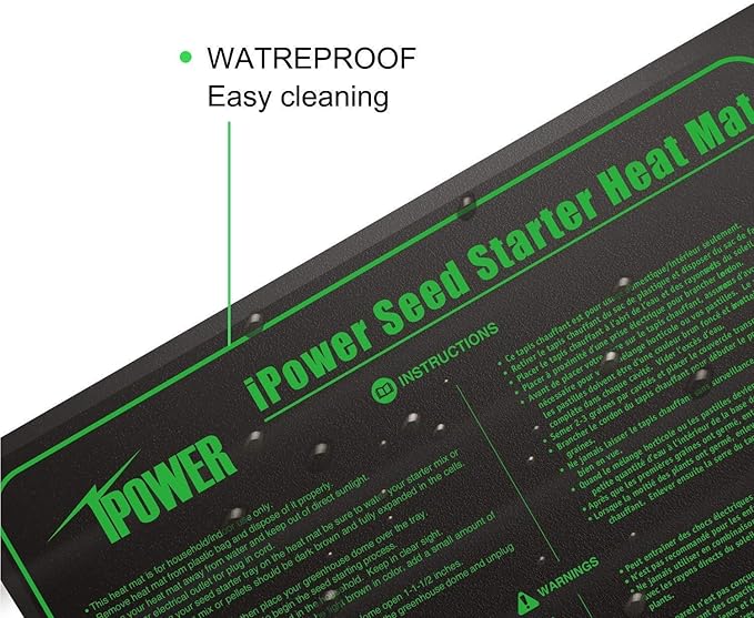 iPower GLHTMTSX2-A 2-Pack 10" x 20.5" Durable Waterproof Seedling Heat Mat Warm Hydroponic Plant Germination Starting Pad, Green