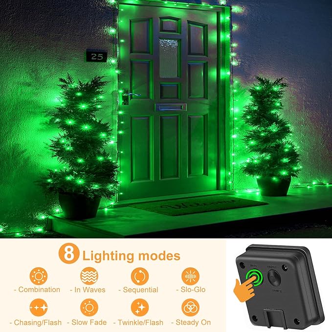 2 Pack Solar String Lights for Outside, Each 79Ft 240 LED Solar Lights Outdoor, 8 Modes Waterproof Solar Powered Fairy Twinkle Light for Backyard Patio Tree Party Garden Decoration, Green