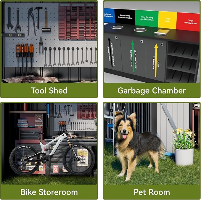 COMHOMA Shed Outdoor Storage Shed Metal,Lockable Doors Tool Sheds with Sloping Roof,Steel Garden Shed with Air Vent for Backyard,Patio,Lawn,Poolside (Dark Grey, 6x4)