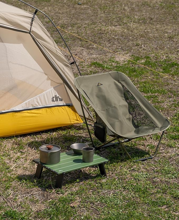 iClimb Ultralight Compact Mini Beach Picnic Folding Alu. Table with Carry Bag, Two Size (Green, L)