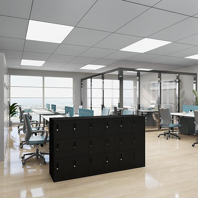 9 Door Metal Storage Locker Cabinet for Office, Home, Gym, School, Steel Cabinet to Storage File, Toys, Shoes and Sports Equipment, Locker Organizer for Gym Office Bedroom (9 Door, Black)