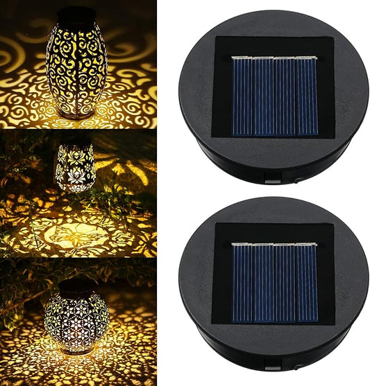 2 Pack Replacement Solar Light Parts-8 lumens Warm White LED Waterproof Solar Light Replacement Top Kit for Outdoor DIY Hanging Lanterns(3.15in)