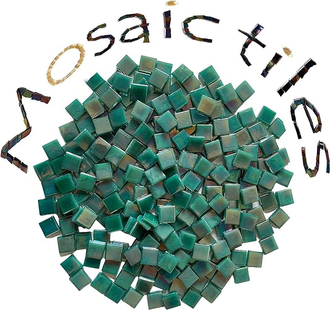 SMEIINIK 1.1lb Bulk Single Iridescent Color Mosaic Tiles for Crafts, Glass Mosaic Pieces for Mosaic Puzzles, Stained Glass Tiles for Mosaic DIY, Mosaic Making Supplies(WJ26-16)