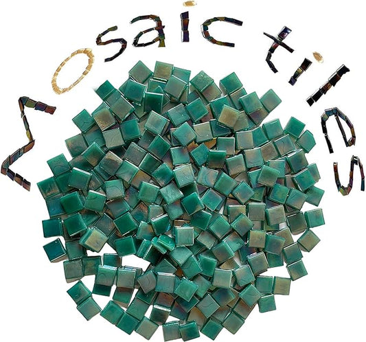 SMEIINIK 1.1lb Bulk Single Iridescent Color Mosaic Tiles for Crafts, Glass Mosaic Pieces for Mosaic Puzzles, Stained Glass Tiles for Mosaic DIY, Mosaic Making Supplies(WJ26-16)