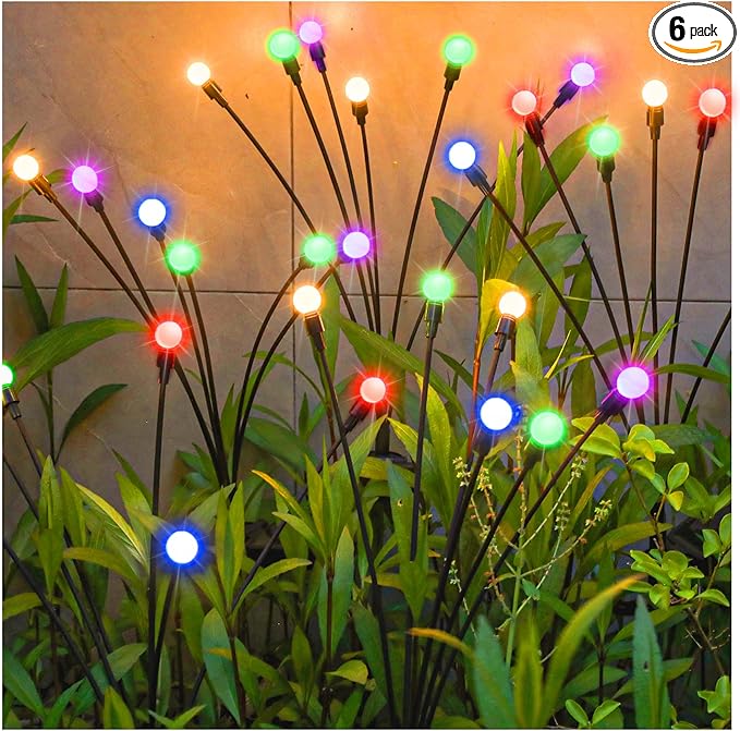 TONULAX Solar Garden Lights, Starburst Swaying Light - Swaying When Wind Blows, Solar Lights Outdoor Decorative, Color Changing RGB Light for Yard Patio Pathway Decoration(6 Pack)