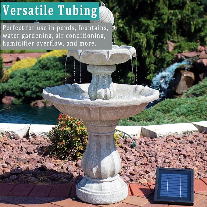 Black Vinyl Tubing 3/8” ID × 1/2” OD - 25 Feet PVC Flexible Plastic Tube Hybrid Hose, Transfer Water Air Oil for Pond Fountain Garden, Non-toxic and BPA free