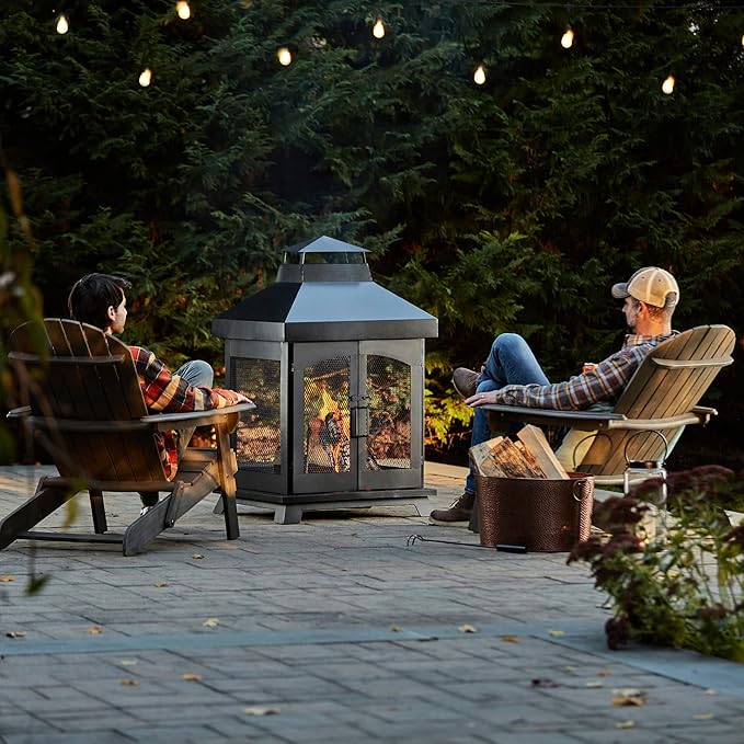 Endless Summer 45" Wood Burning Steel Outdoor Fireplace