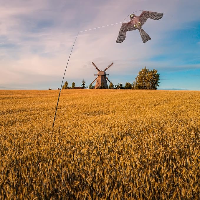 Bird Hawk Flying Kite with Pole Crops Farm Protector Bird Scarer Flying ONLY 4M Pole Without Kite