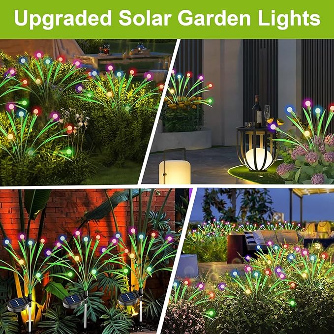 Aogist Solar Garden Lights Outdoor Waterproof,6 Packs 60 LED,Sway by Wind, Yard Patio Pathway Decoration, High Flexibility Iron Wire & Heavy Bulb Base,Multicolor