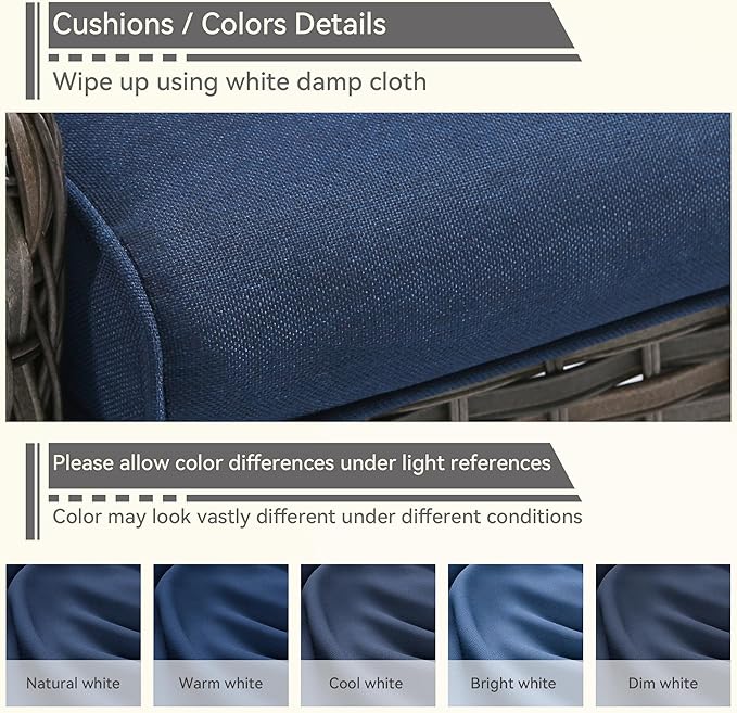 Outdoor Swivel Rocker Patio Chairs Set of 2 - Outdoor Wicker Patio Conversation Sets 2 Pieces with Olefin Fabric Cushions Suitable for Backyard Deck and Porch, Blue