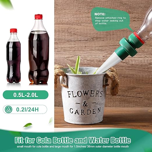 Patelai Terracotta Plant Watering Spikes Self to Use with Cola Bottles Houseplant Watering Stakes Automatic Irrigation System(15 Pack,White)