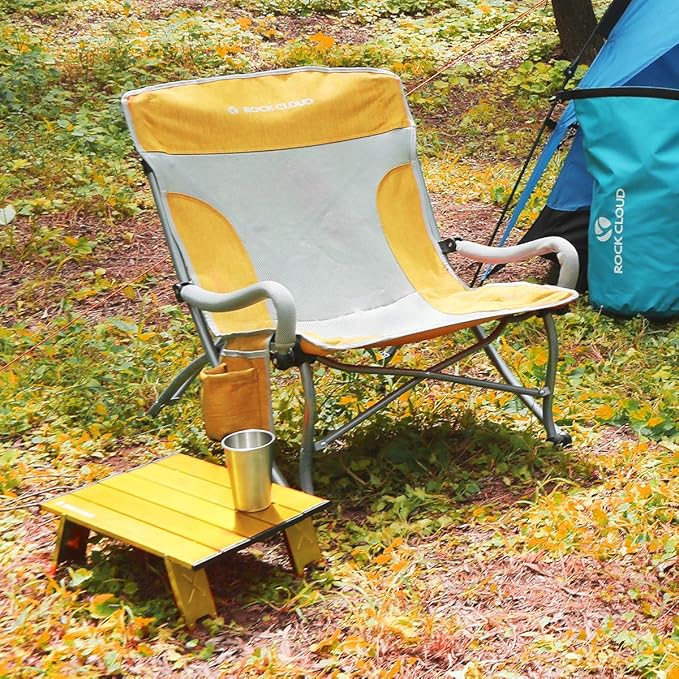 Rock Cloud Portable Beach Table Aluminum Ultralight Folding Camping Table, Yellow