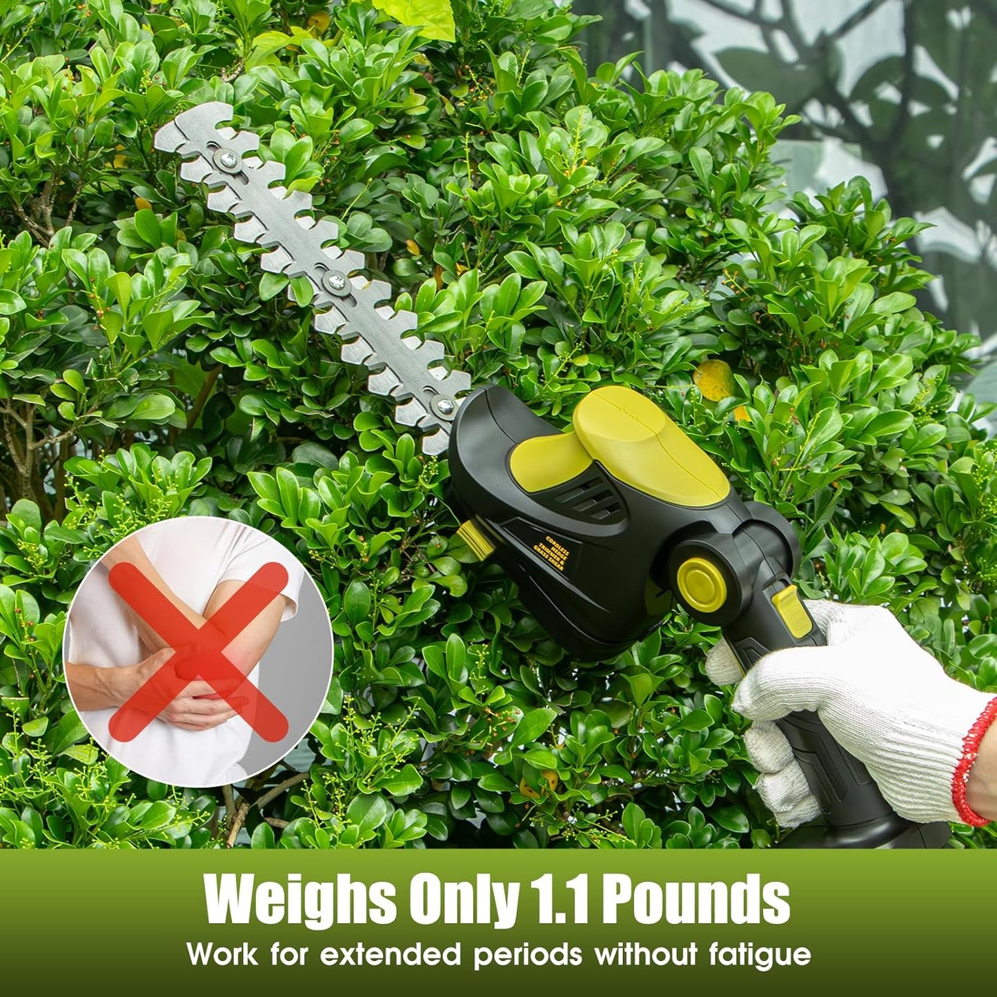 Hedge Trimmer Cordless for DEWALT 20V MAX Battery, 1200RPM Grass Trimmer Electric Hedge Trimmer, 2 in 1 Design, Perfect for Yard, Garden, and Lawn Care(Battery Not Included) (Green)