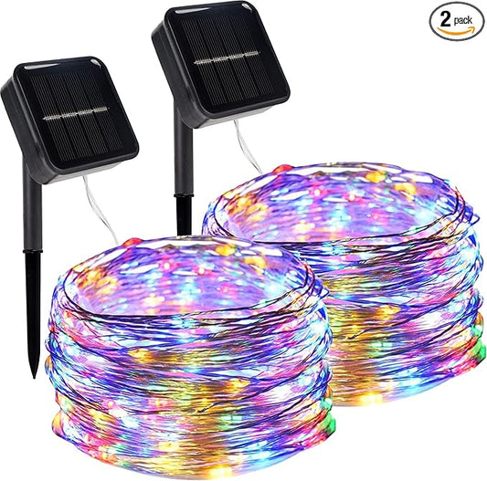 Twinkle Star 2 Pack Solar Christmas Lights Outdoor, Total 80 FT 240 LED Solar Powered Christmas Fairy Lights Waterproof with 8 Modes for Patio Garden Party Backyard Wedding Decorations Multicolor