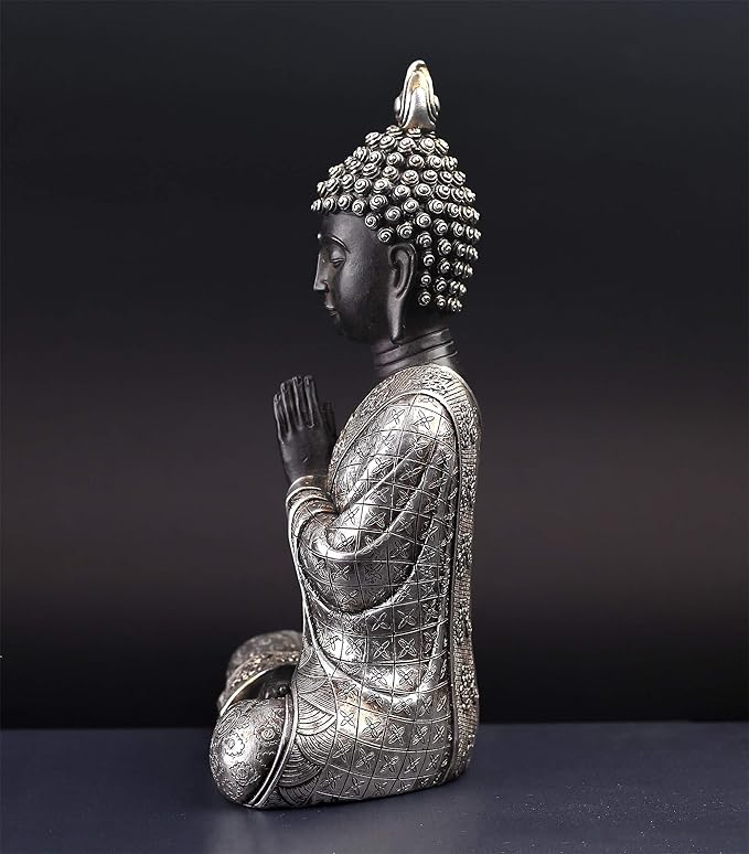 JORAE Seated Buddha Statue Buddhism Thai Meditating Home and Garden Decorative Sculpture Praying Collectibles Figurines, 9.5 in, Polyresin