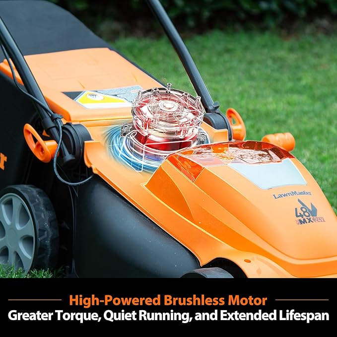 LawnMaster CLMF4815E 48V MAX* 15-inch Brushless Cordless Mower with 2X24V MAX* 4.0Ah Battery and a Dual Charger