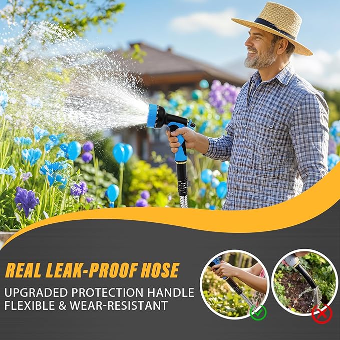 Lefree Garden Hose 75ft, Metal Garden Hose, Stainless Steel Hose with 10-Function Nozzle, Flexible Water Hose, Heavy Duty, Crush Resistant, Leak Proof, No Kinks Garden Hoses for Yard, Outdoors, Rv