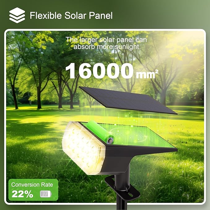 Solar Spot Lights Outdoor, 3 Lighting Modes Solar Outdoor Lights for Garden Yard Outside Landscape, 2 Pack Warm