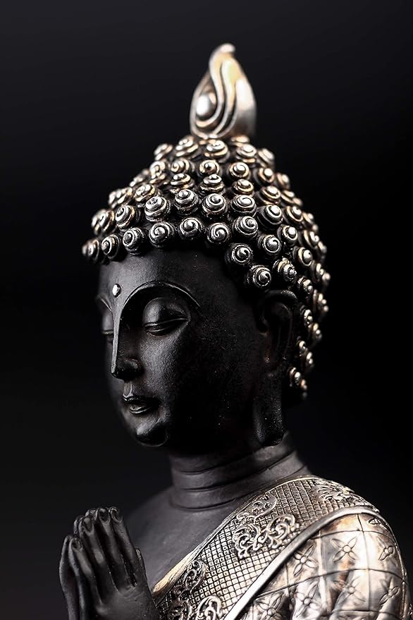 JORAE Seated Buddha Statue Buddhism Thai Meditating Home and Garden Decorative Sculpture Praying Collectibles Figurines, 9.5 in, Polyresin