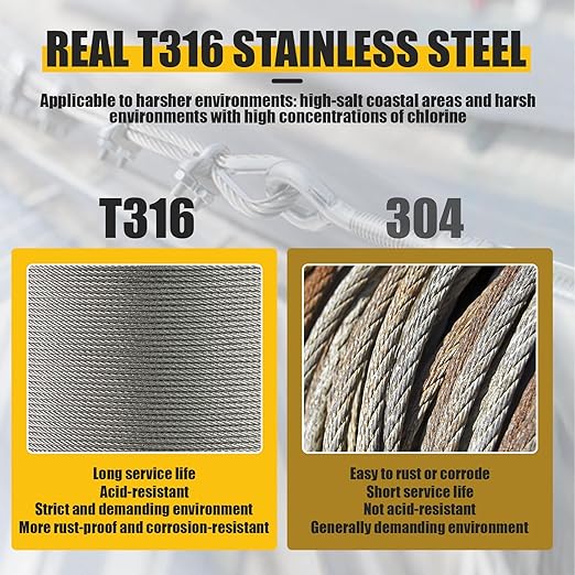 400FT 1/8" Stainless Steel Cable Wire Rope with Cutter, Cable for Deck Railing, 1800 lb Breaking Strength 7x7 Strands, T316 Aircraft Cable for Stair, Fence, Porch