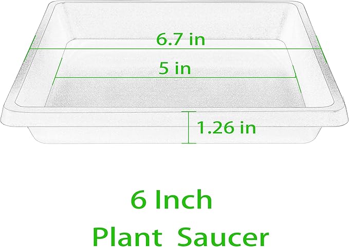 Square Plant Saucer 6 Inch 4 Pack 8 10 12 14 16 18 20 inch Plant Drip Trays, Plant Trays for Pots, Plant Saucers for Indoors and Outdoors, Durable No Holes, Water Catcher Tray for Flower pots