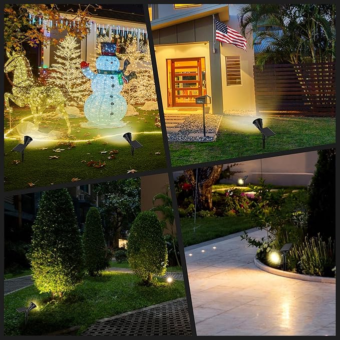 Solar Lights Outdoor, 2-in-1 Decorative Solar Landscape Lighting for Outside, IP67 Waterproof Garden Light Pathway Lighting Decor Led Landscape Lights for Yard Porch Fence Pool