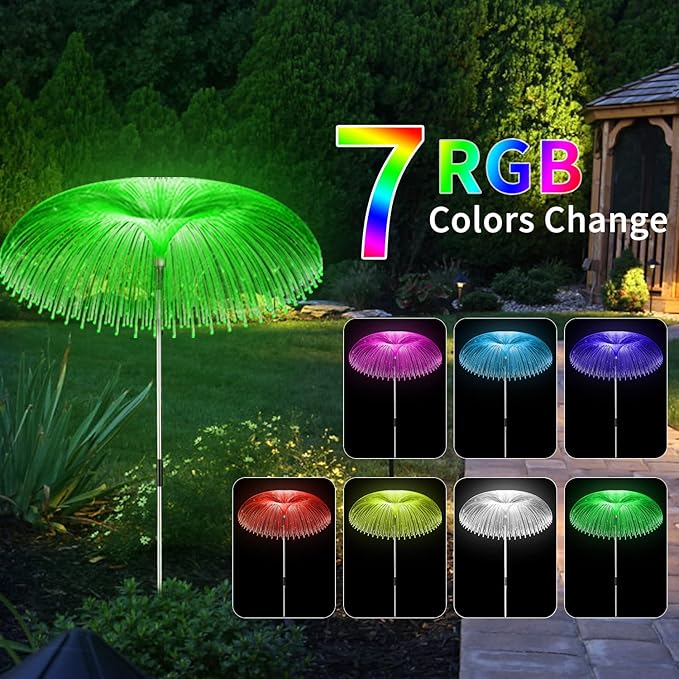 Solar Light for Outside 6 Pack 7 Colors Changing Jellyfish Light Outdoor Waterproof Solar Flowers Garden Lights for Yard Pathway Lawn Festival Wedding Party Decoration