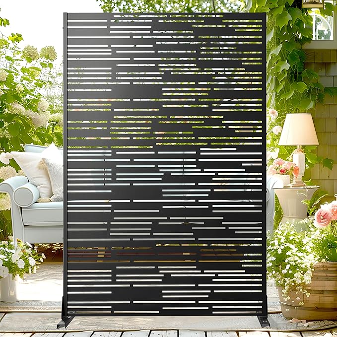 Outdoor Privacy Screen,72" H×47" W Metal Privacy Screen, Freestanding Privacy Fence Panels for Patio