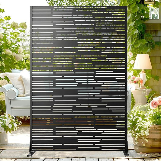 Outdoor Privacy Screen,72" H×47" W Metal Privacy Screen, Freestanding Privacy Fence Panels for Patio