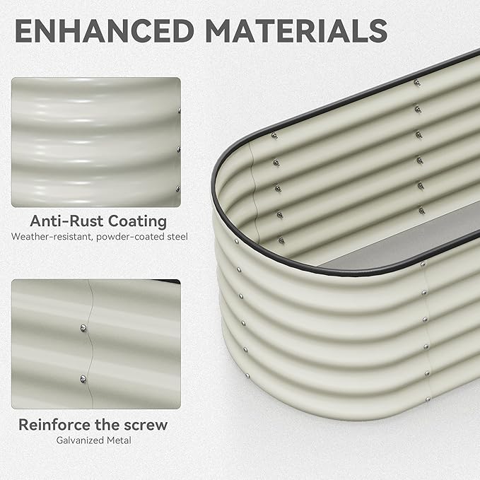 YITAHOME 17" Tall 6 in 1 Large Raised Garden Bed Kit, 6.5x2x1.4ft Galvanized Metal Planter Box with Gloves & Safety Rubber, Outdoor Above Ground Planters for Plants Vegetables Flowers, White