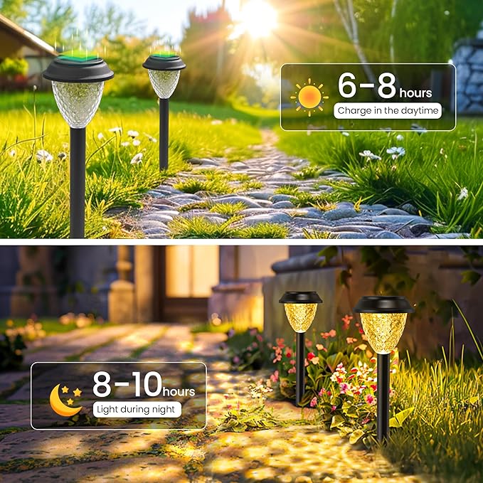 SOLPEX Solar Lights for Outside,2 Pack Solar Lights Outdoor Waterproof,Warm White Outdoor Solar Lights for Yard,Garden,Pathway,Patio and Landscape Lighting Decor