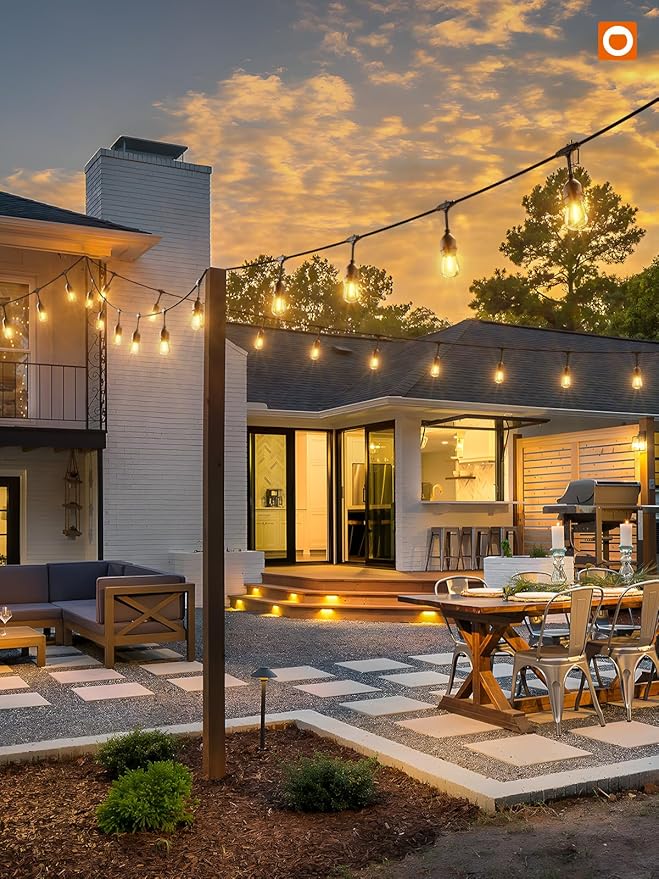 addlon 96FT(48FT*2) LED Outdoor String Lights with Edison Shatterproof Bulbs Commercial Grade Patio Cafe Light, ETL Listed Weatherproof Strand 30 Hanging Sockets for Bistro Backyard