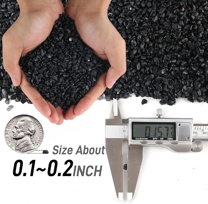 45lb Black Cactus Pea Gravel Rocks,1/4 Inch Pebbles for Indoor Plants, Natural Succulent Rock and River Rocks Decorative for Aquariums, Vases, Outdoor Gardening, Top Dressing for Potted Plants