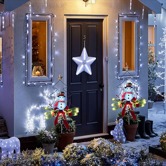 2 Pack Total 400 LED White Solar Christmas Lights, 75.5 Ft 8 Modes Solar String Lights Outdoor Waterproof, Solar Lights for Christmas Wedding Decor Tree Party Patio Decorations