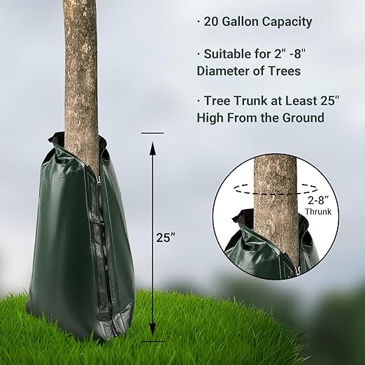 Tree Watering Bags 20 Gallon, Slow Release Gator Bags for Trees, Durable PVC Tree Drip Irrigation Bags with Heavy Duty Zipper, Deep Root Targeting - 10 Pack