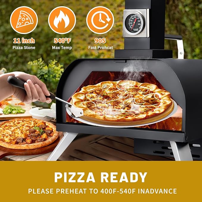 1112 Temp 11-inch Pizza Oven Rotating Pizza Stone 360 ℃ Outdoor Pizza Oven Wood Pizza Oven Outdoor Ovens For The Backyard