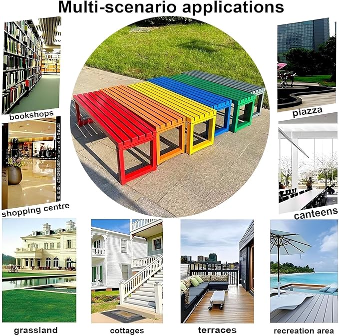 Weatherproof Metal Dining Bench, Outdoor Bench Backless Patio Bench 2-Person Farmhouse Bench Garden Bench for Kitchen, Living Room, Entryway(Yellow,40in)