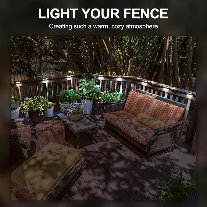 SOLPEX Solar Fence Lights, 6 LEDs Solar Lights Outdoor Waterproof Solar Powered for Deck, Stair, Front Porch, Balcony, Walkway, Garden, Yard, Patio, Pool Decor, IP65 Waterproof (16 Pack, Cold White)