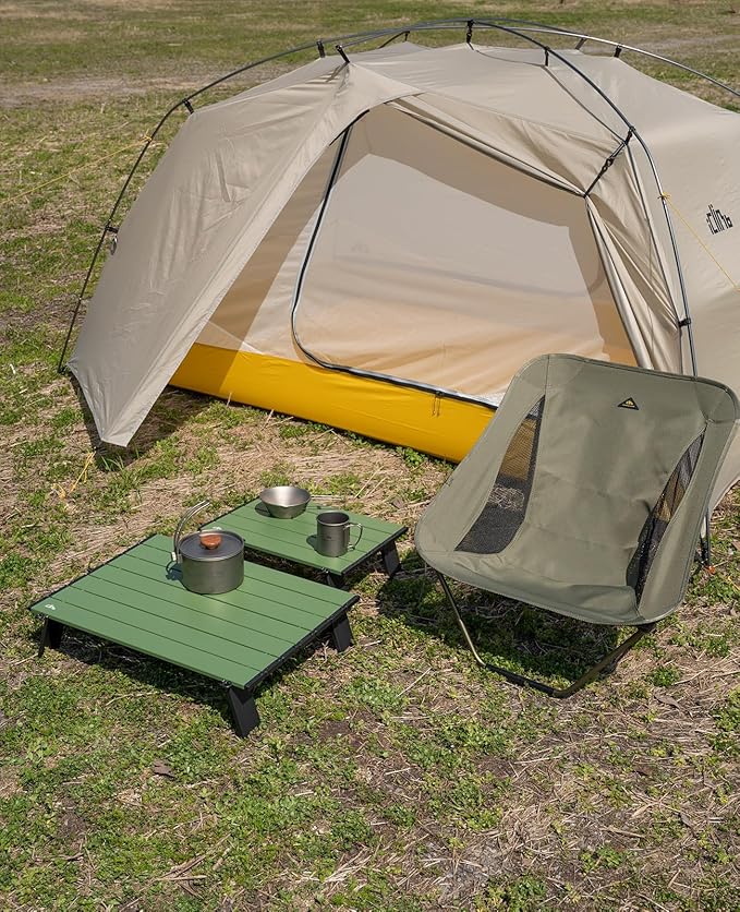 iClimb Ultralight Compact Mini Beach Picnic Folding Alu. Table with Carry Bag, Two Size (Green, L)