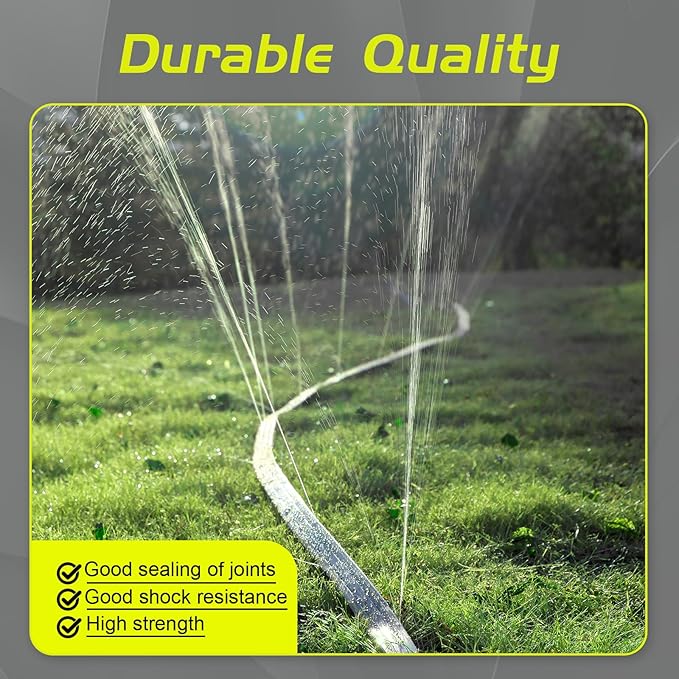 Hopegiver Sprinkler Soaker Hose 50ft 4-Pack Yard, Sprinkler Hose 200 ft for Lawn Water Saving with Stakes, Drip Irrigation Hoses Garden Watering System(Grey,50ft 4-Pack)